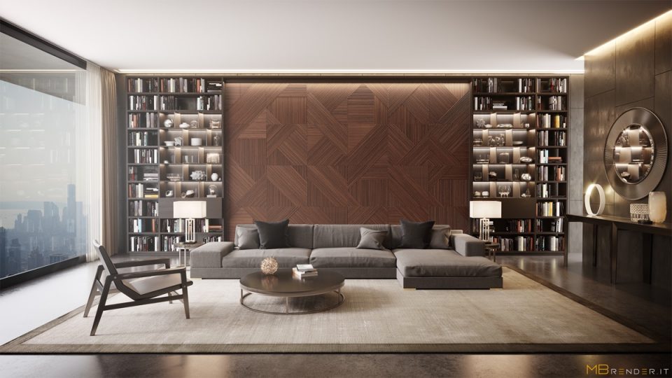 Bookcases-Panelled-Wall